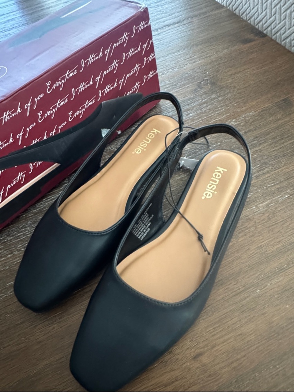 Kensie Black Felice Slingback Square-Toe Flats size 7.5